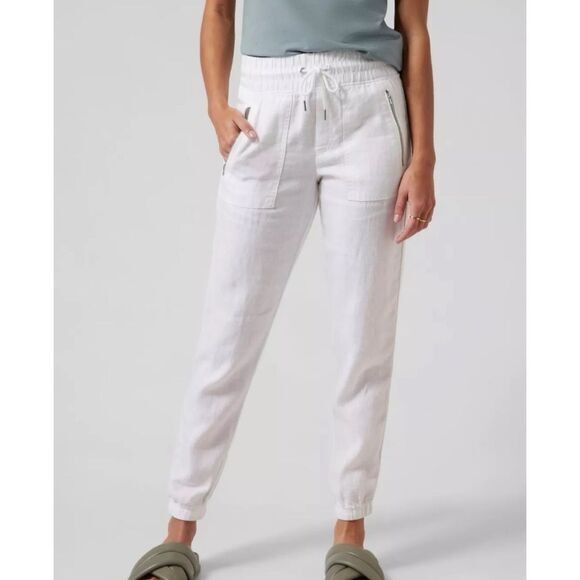 Athleta Pants - ATHLETA Cabo 100% Linen Joggers Calla White Size 2 NWOT